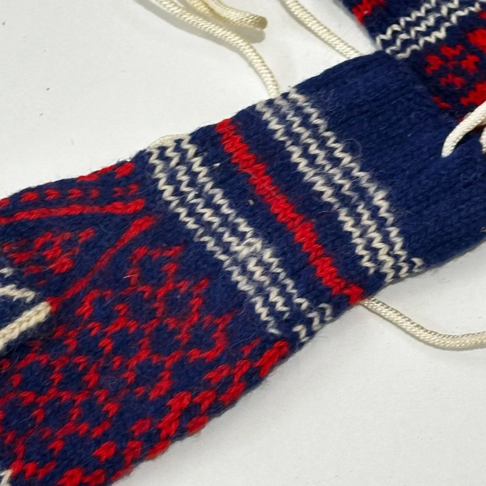 Vintage Selbu Hand Knitted Geo Pattern Norwegian Wool Mittens/Gloves One Size